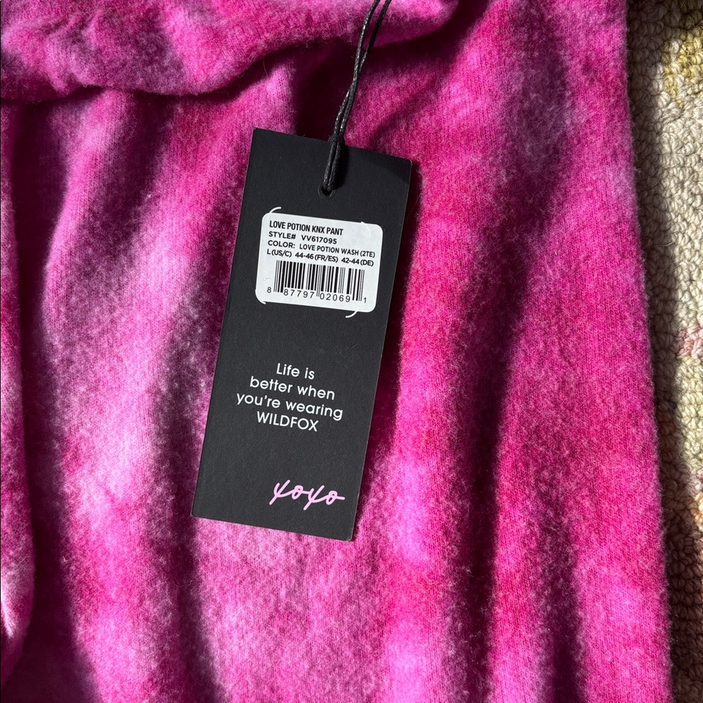 Wildfox Love Potion Knox Tie Dye Wash Hot Pink Knit Joggers LG NWT cozy comfy - Picture 12 of 14